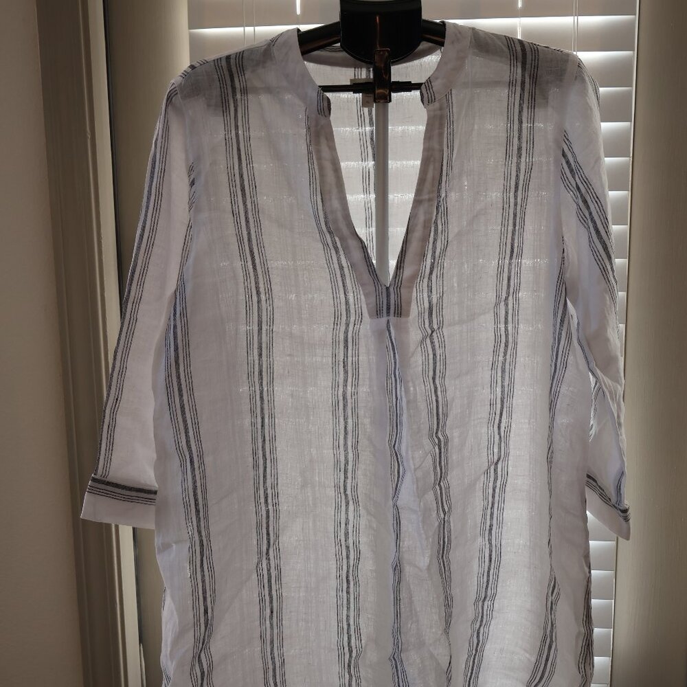 Garnet Hill Linen Tunic – Size XL, Coastal Chic